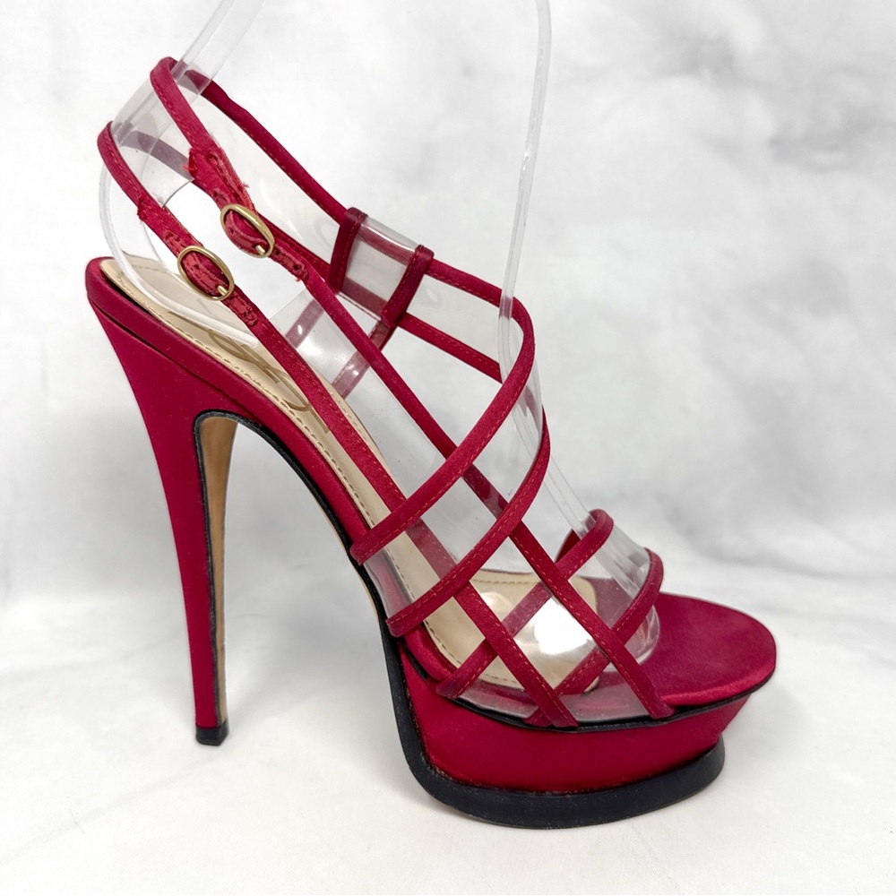 YSL Yves Saint Laurent Vintage Y2K Silk Satin Strappy Platform Sandal Heels 36